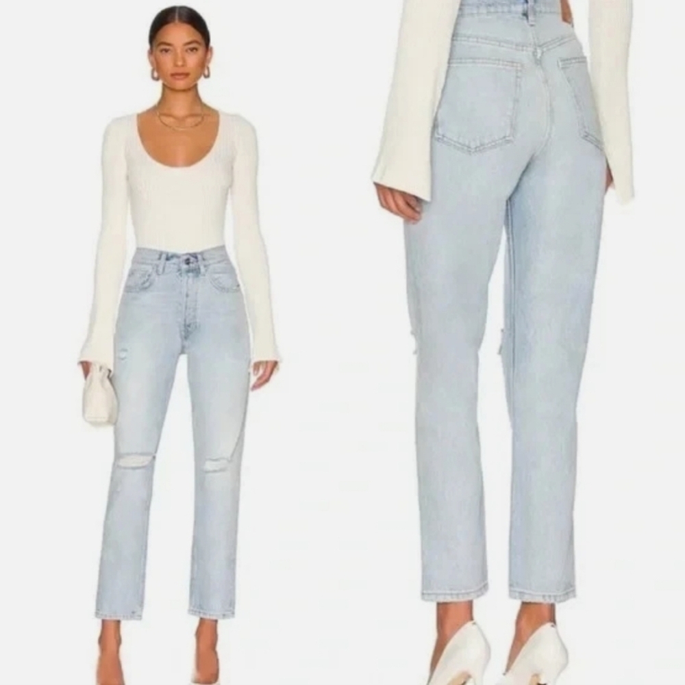 Anine Bing Sonya Straight Tapered Leg Blue Jeans Size 26